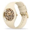 Montre Femme Ice-Watch 021727 - Cadran Léopard, Boîtier Silicone Beige/or, étanche 10 ATM, Bracelet Silicone