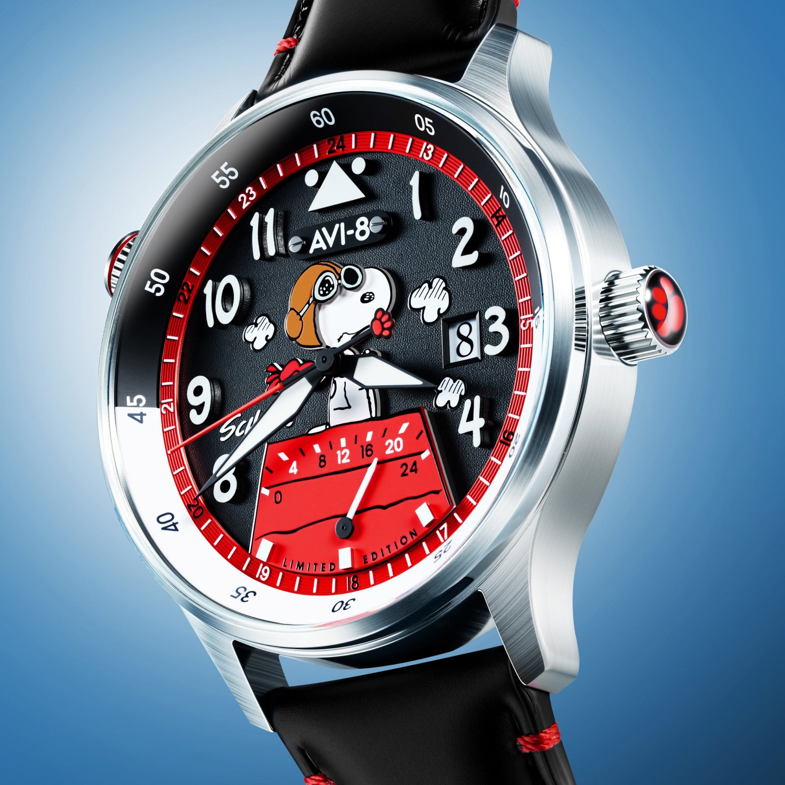 Montre AVI-8 Hawker Hurricane McKellar Dual Time Peanuts Snoopy Flying Ace Limited Edition AV-4151-01 3 Montre AVI-8 AV-4151-01