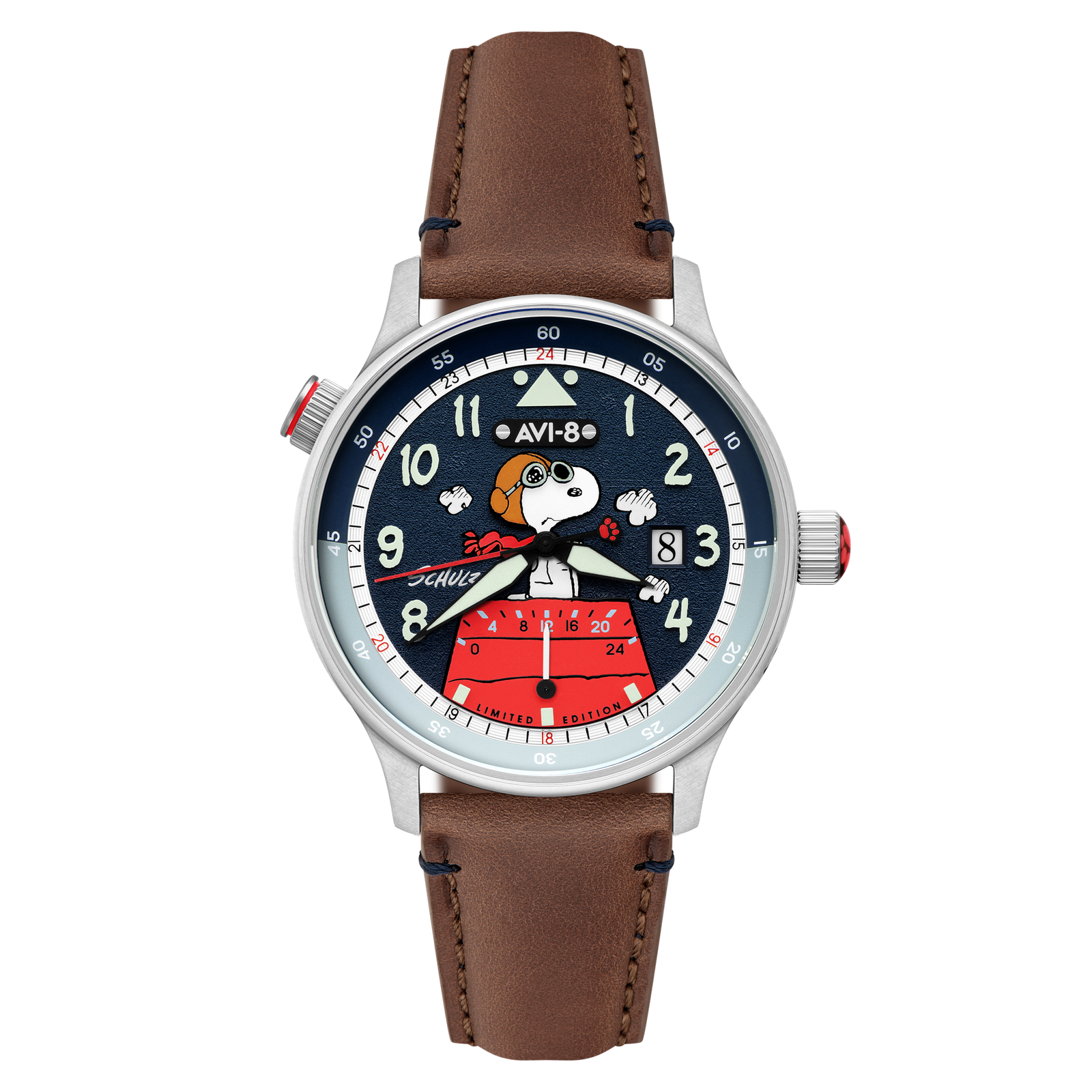 Montre AVI-8 Hawker Hurricane McKellar Dual Time Peanuts Snoopy Flying Ace Limited Edition AV-4151-04