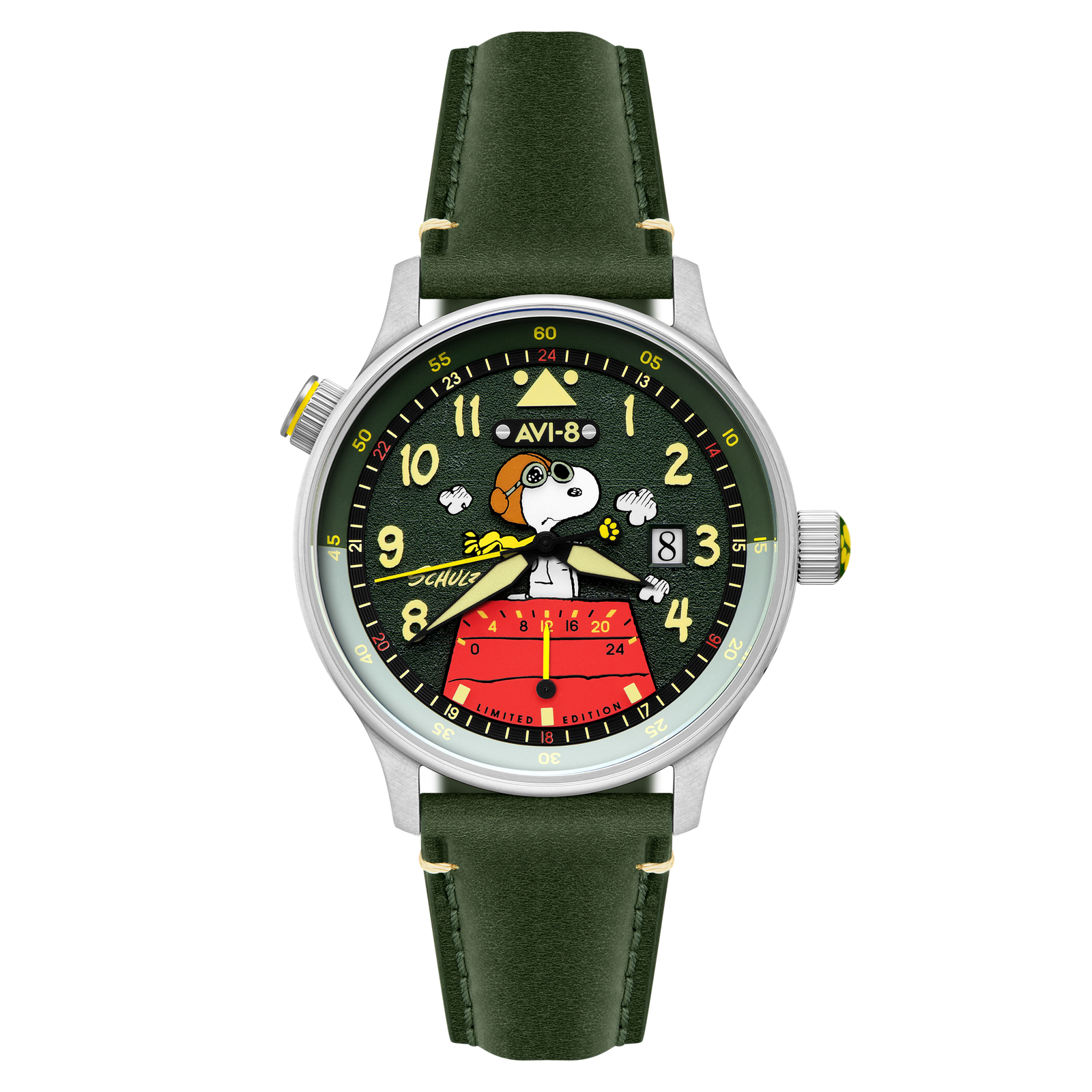 Montre AVI-8 Hawker Hurricane McKellar Dual Time Peanuts Snoopy Flying Ace Limited Edition AV-4151-05