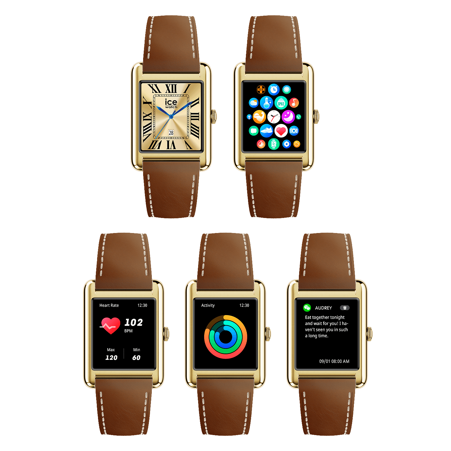 Montre ICE WATCH ICE smart TKS 2.0 rectangulaire 1.41 Gold Camel 025619 4 Montre ICE WATCH ICE smart TKS 2.0 rectangulaire 1.41 Gold Camel 025619