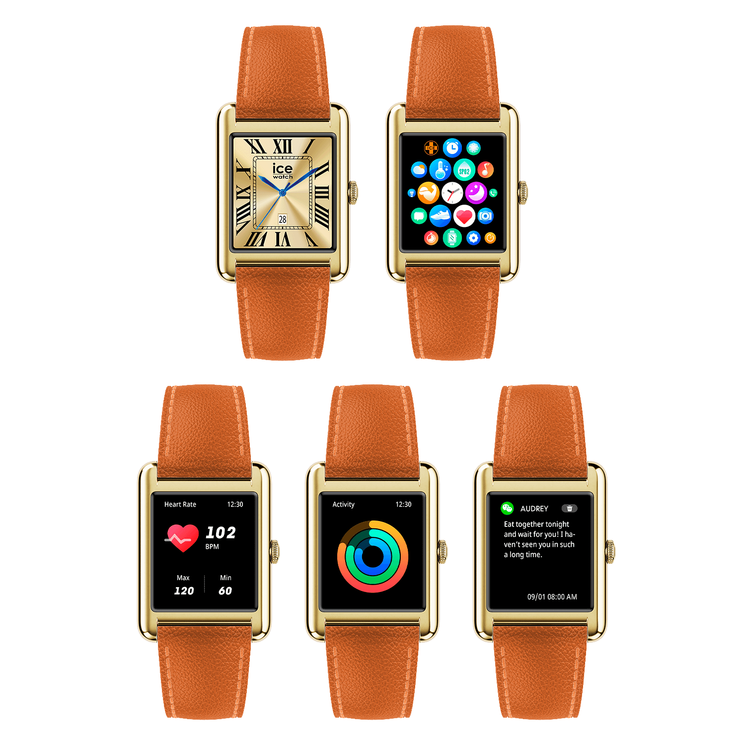 Montre ICE WATCH ICE smart TKS 2.0 rectangulaire 1.41 Gold Orange 025620 4 Montre ICE WATCH ICE smart TKS 2.0 rectangulaire 1.41 Gold Orange 025620