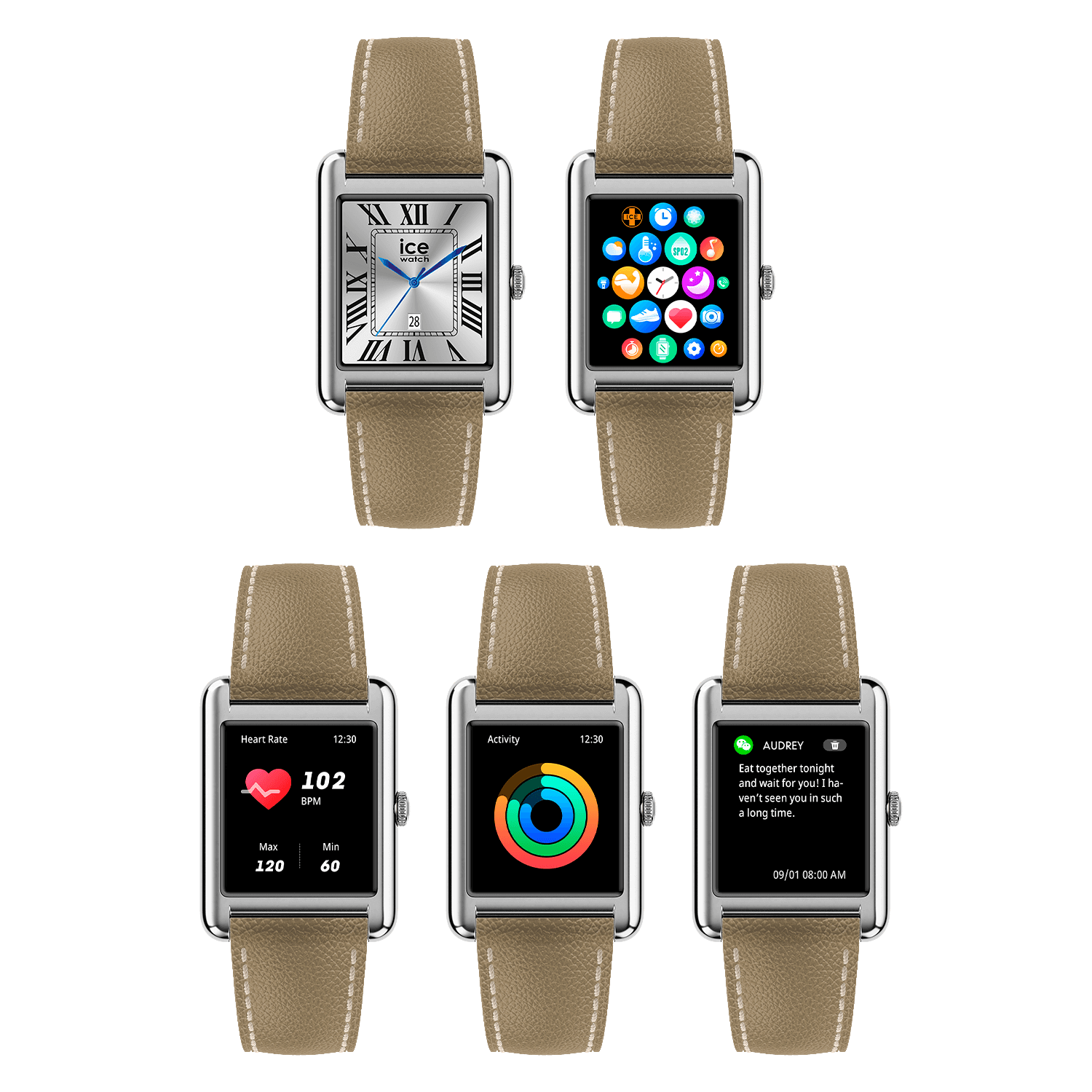 Montre ICE WATCH ICE smart TKS 2.0 rectangulaire 1.41 Silver Taupe 025622 4 Montre ICE WATCH ICE smart TKS 2.0 rectangulaire 1.41 Silver Taupe 025622