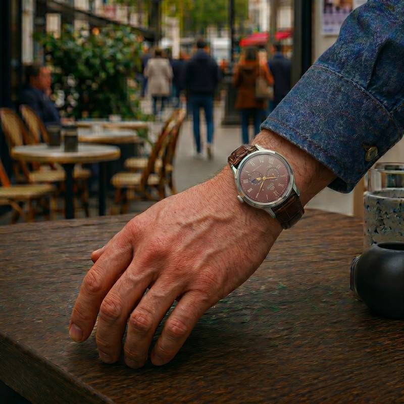 Montre ORIENT Bambino Sun & Moon RAAK0807R30B 2 Montre ORIENT Bambino Sun & Moon RA-AK0807R RAAK0807R30B